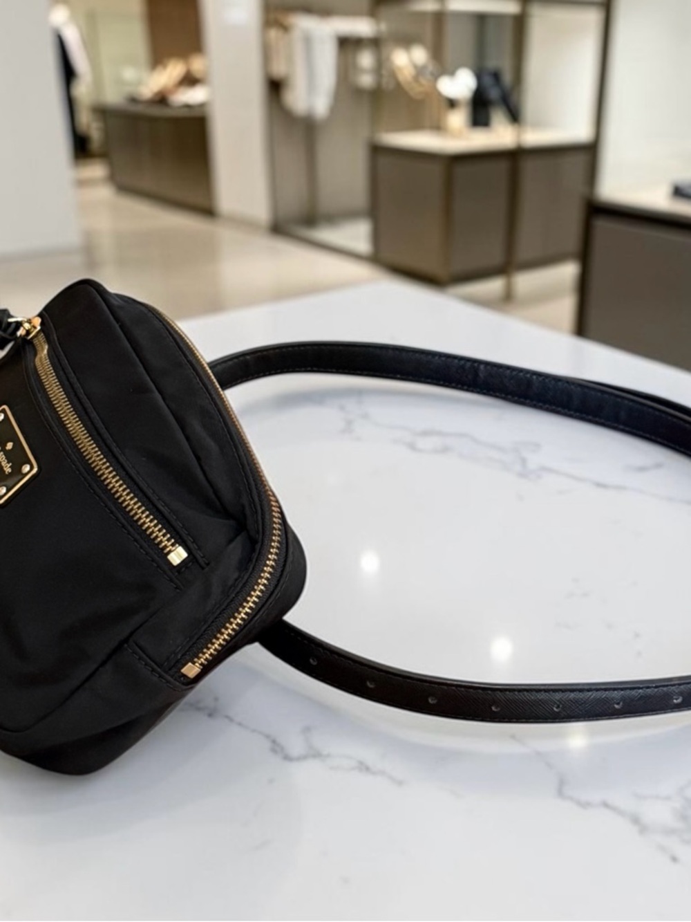 Authentic Kate Spade Black Nylon Zip Top Belt Bag Fanny Pack! One Size! - Picture 10 of 11